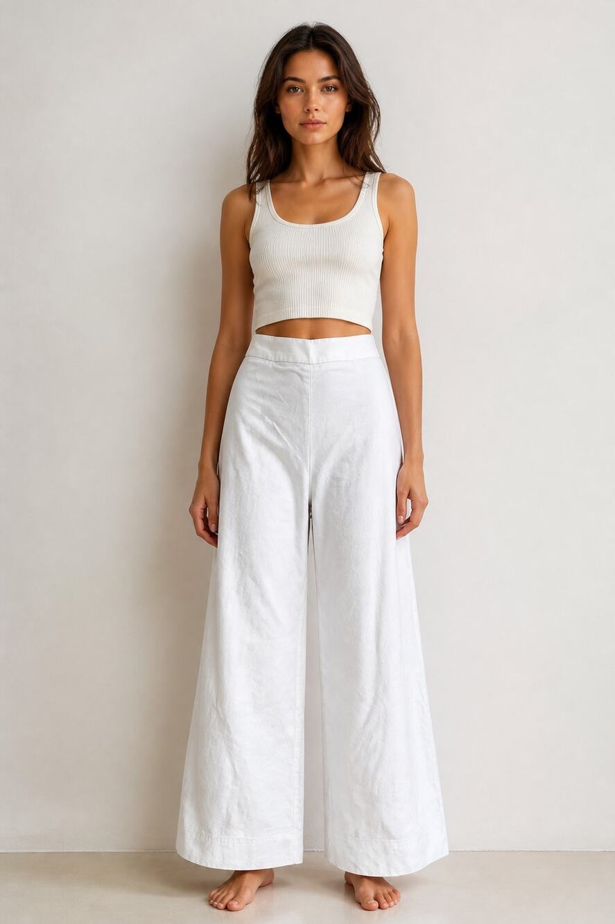 Banana Republic White Wide-Leg Cropped Pants S - Picture 1 of 8
